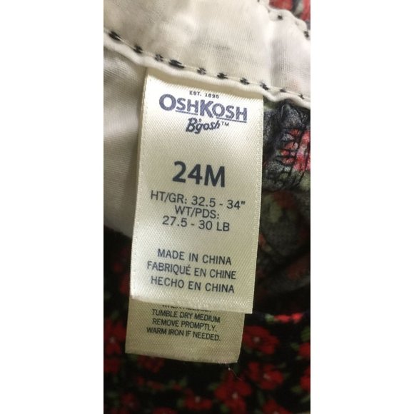 OshKosh B'Gosh Size 24M Baby Girl Overalls with Red Flower Pattern - Picture 2 of 2